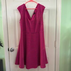 Torrid Pink and Black Striped Cross Back Skater Dress It Girl Fit N Flare Size 3